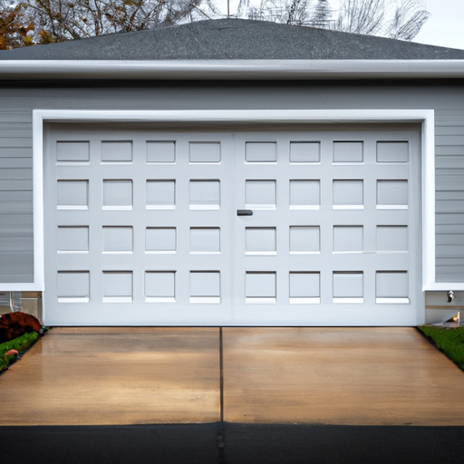 Suburban Carlisle home exterior showing a closed steel-panel garage door with natural light and surrounding siding.